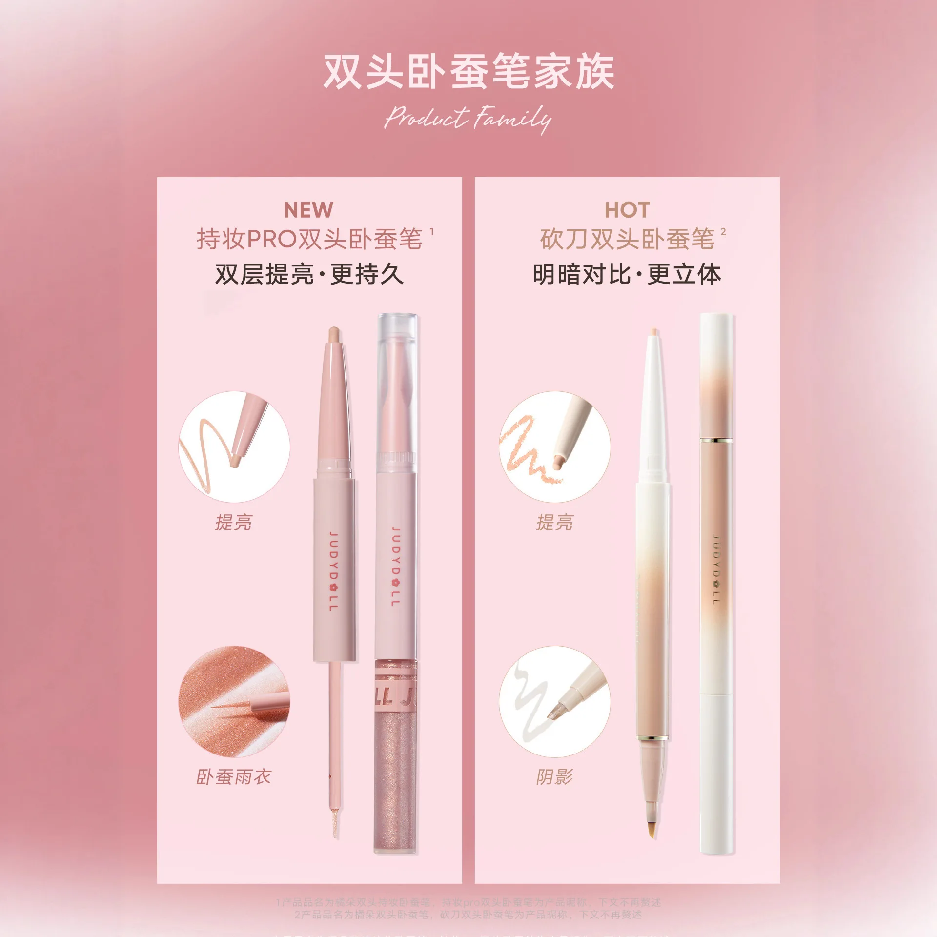 Judydoll double head aegyo saliva eyeshadow highlight shadow 2-in-1 pearlescent glitter view 5