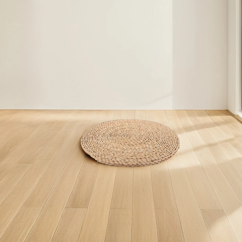 

2pcs Round Woven Straw Seat Cushion Natural Meditation Floor Pillow Japanese Style Yoga Mat For Tatami Bay Window Indoor Outdoor