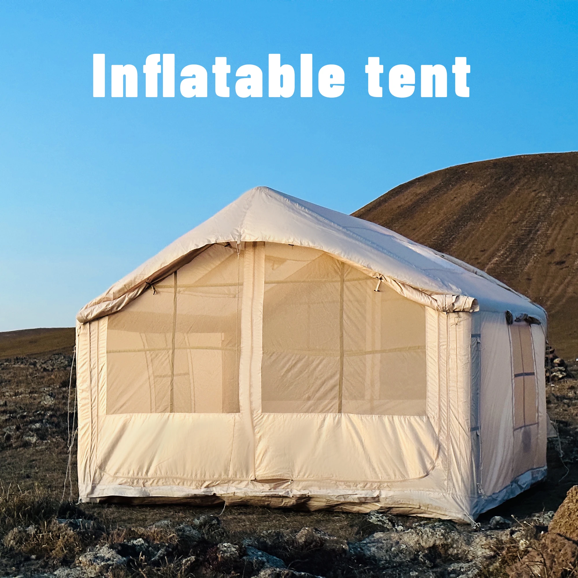 PAKICETUS 7.5 Inflatable Cabin Tent Thickened Fabric Wind Stable Air Column Tent for Self-driving Tour Glamping Beach Camping