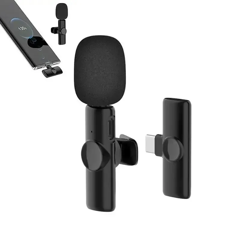 Professional K11 Wireless Lavalier Microphone for Type-C iPad Android Live Broadcast Gaming Recording Interview Mini Microphones