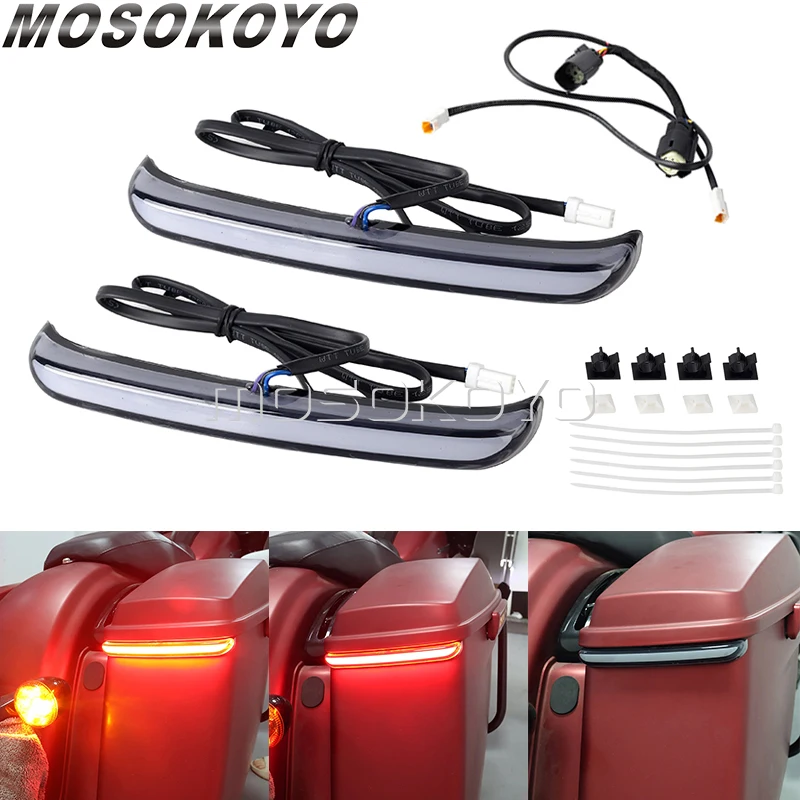 Motorcycle Saddlebag LED Tail Brake Turn Signal Accents Light For Harley Touring CVO Road King Electra Glide Road Glide 14-UP