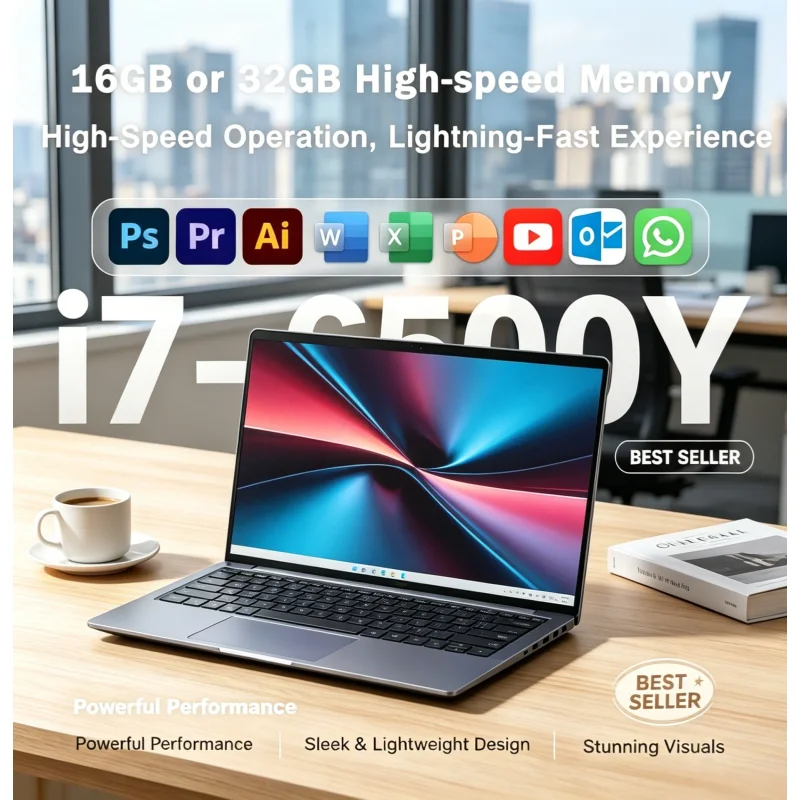 

15.6 Inch Laptop Large Screen 32GB RAM 2TB SSD Intel 6500Y Office Windows 11 Notebook 5000mAh Gamer PC Backlit Fingerprint Gift