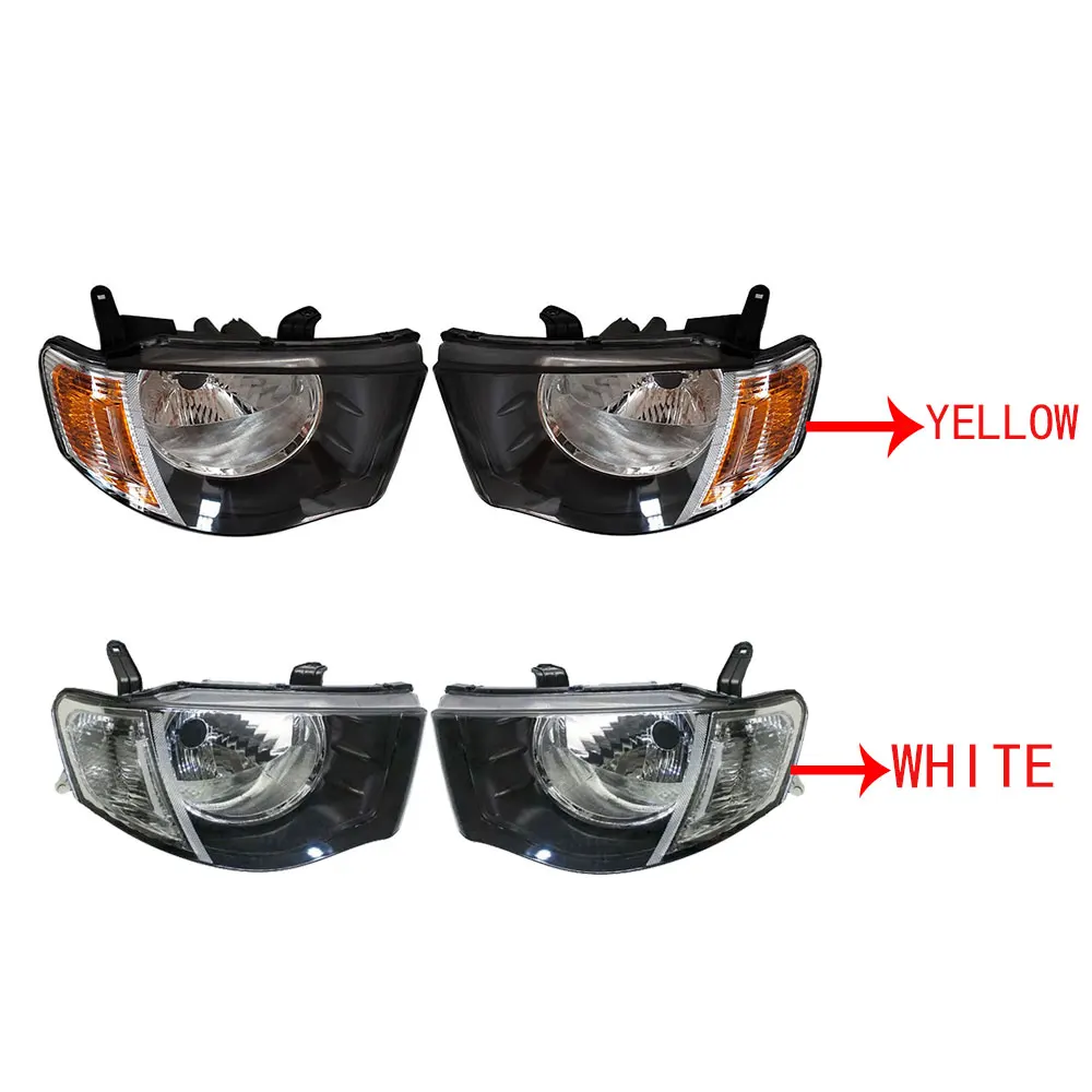 Pair Car Headlights  for Mitsubish  L200 2005 to 2014 TRITON 2007 White Corner Light Crystal Head Lamp