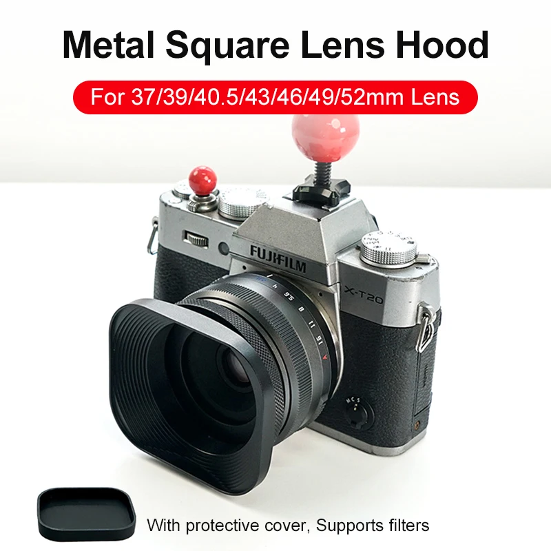 Metal Camera Square Lens Hood Universal Retro Reduce Light for Fuji Fujifim 39mm 43mm 46mm 49mm 52mm Filter Adapter Ring Metal