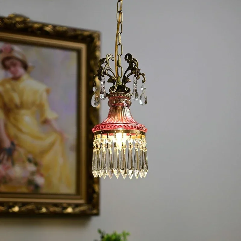 Nordic retro luz pingente high end lustre de teto cristal pendurado lâmpada cabeceira quarto sala estar corredor decoração casa