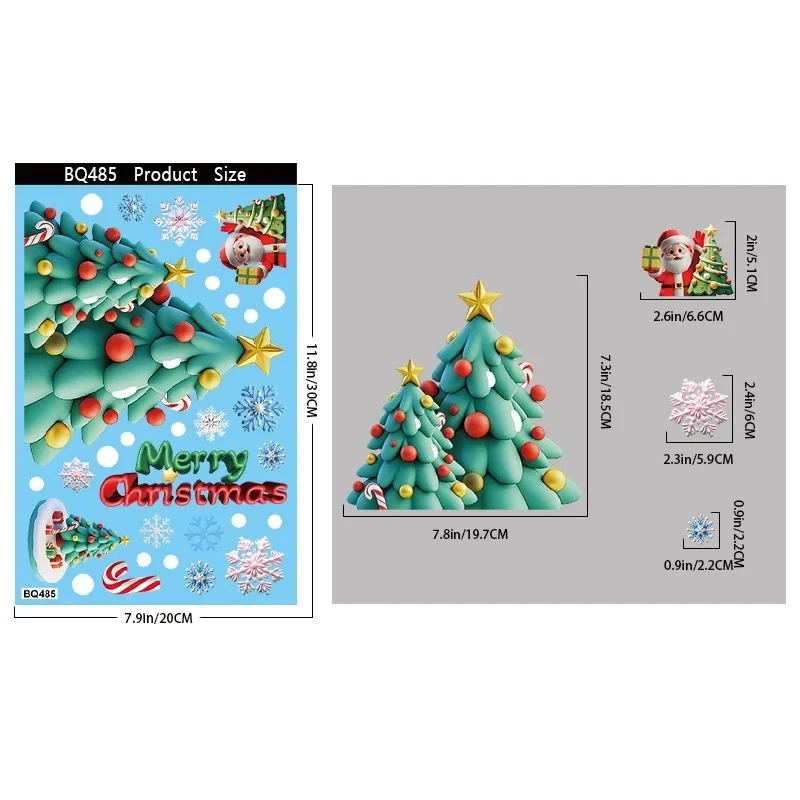 Weihnachts-Fensteraufkleber Klassischer Lebkuchenmann Schneemann Weihnachtsmann Statische Klebefolie Dekoration für Zuhause Einkaufszentrum – Detail 12