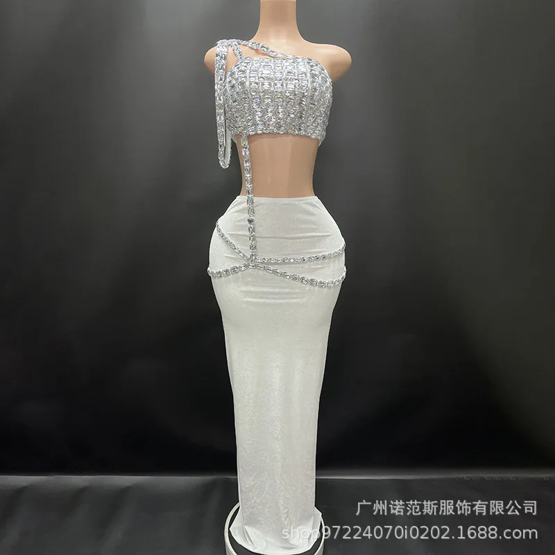 Autunno nuovo oro lusso diamante brillante temperamento abiti da sera banchetto di compleanno studio fotografico cerimonia di premi ospite abiti da festa