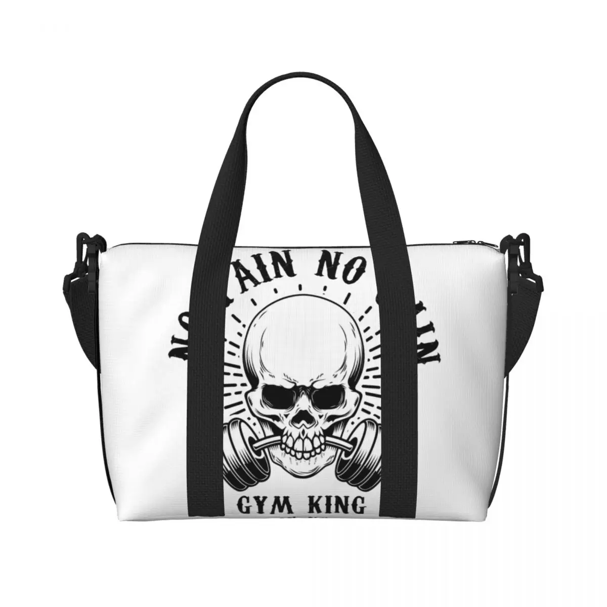 

Пляжная большая сумка на заказ No Pain No Gain, женская пляжная сумка для бодибилдинга, фитнеса, тренажерного зала с большим отделением, пляжные дорожные сумки