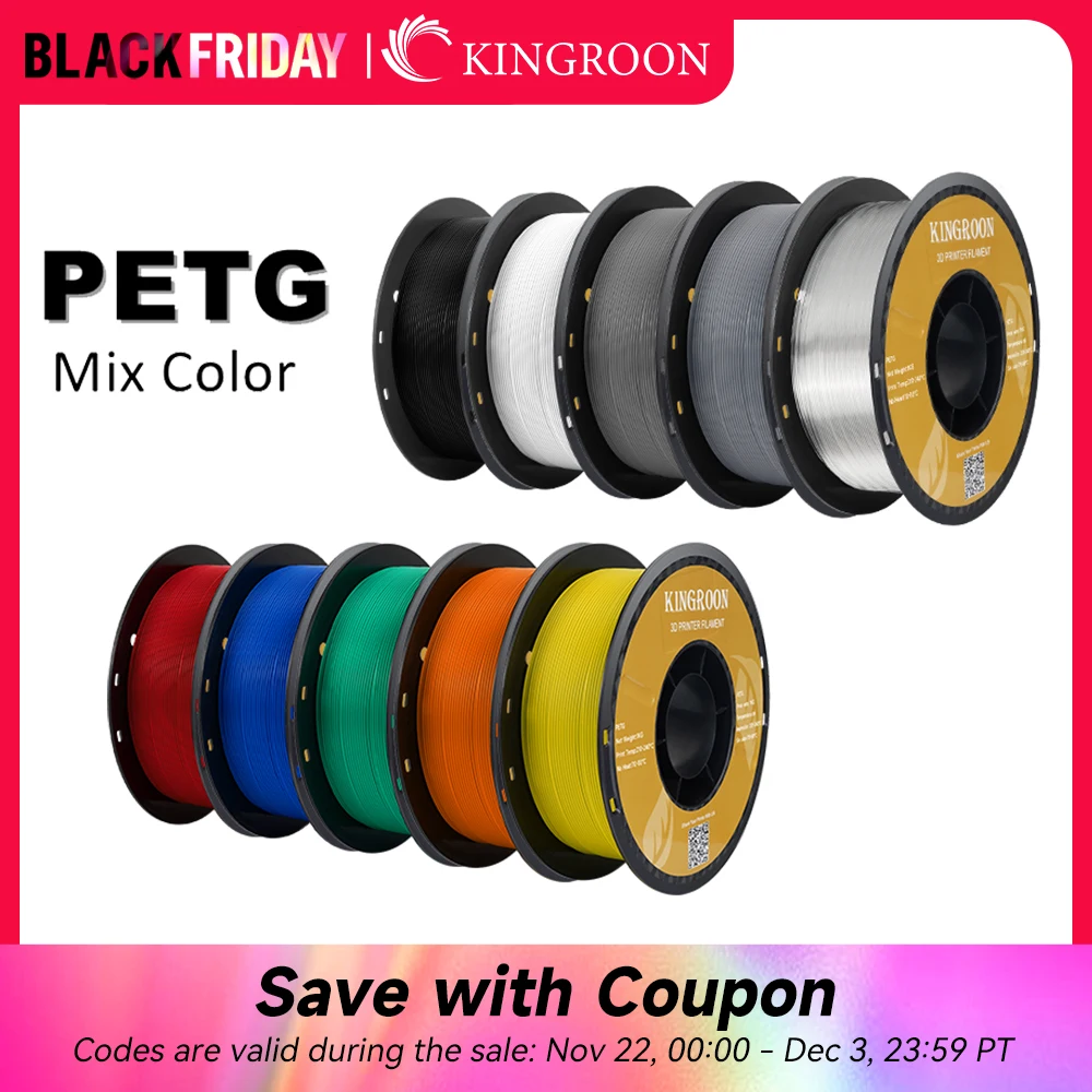 KINGROON PETG 3D Printer Filament 1.75mm 5KG 10KG Mix Color 3D Printing Material 1kg/roll  petg Plastic For FDM 3dprinter