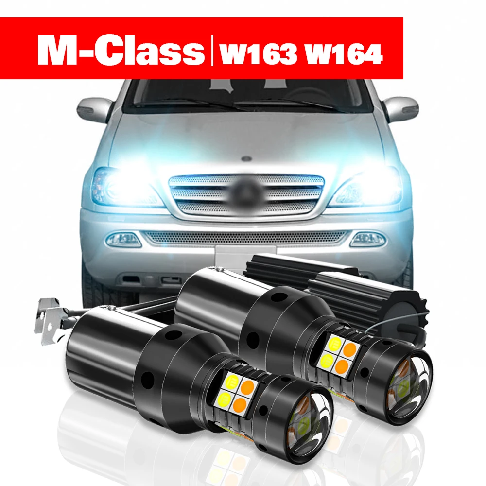 

Для Mercedes-Benz M-Class W163 W164 1998-2011, 2 шт. светодиодные двухрежимные поворотники + дневные ходовые огни (ДХО) 2006 2007, аксессуары