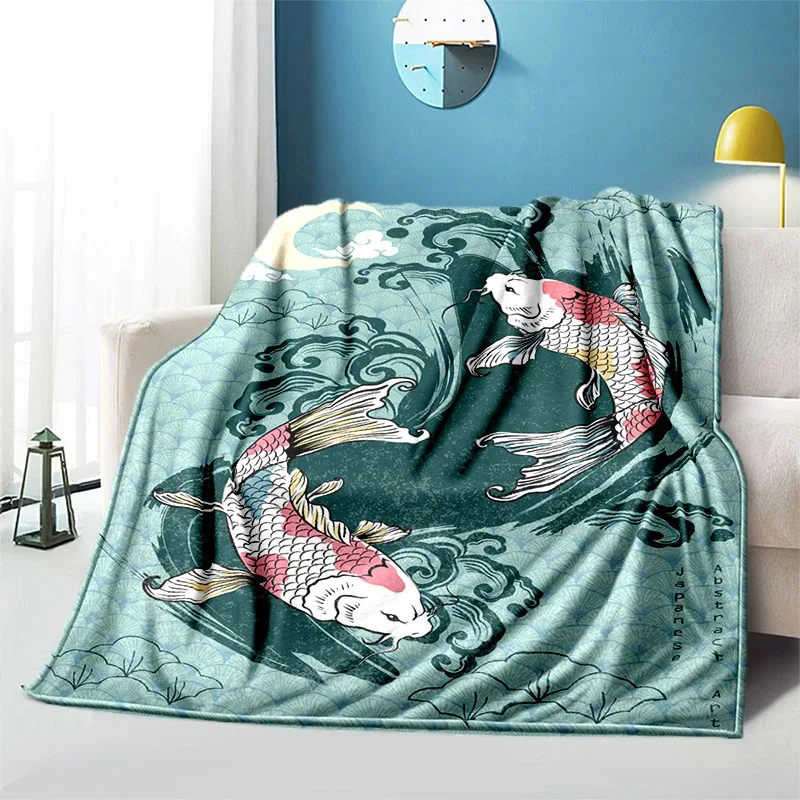 

Painted Koi Fish Series Printed Blanket for Sofa Travel Camping Living Room Office Conditioning Blanket for All Seasons Gifts