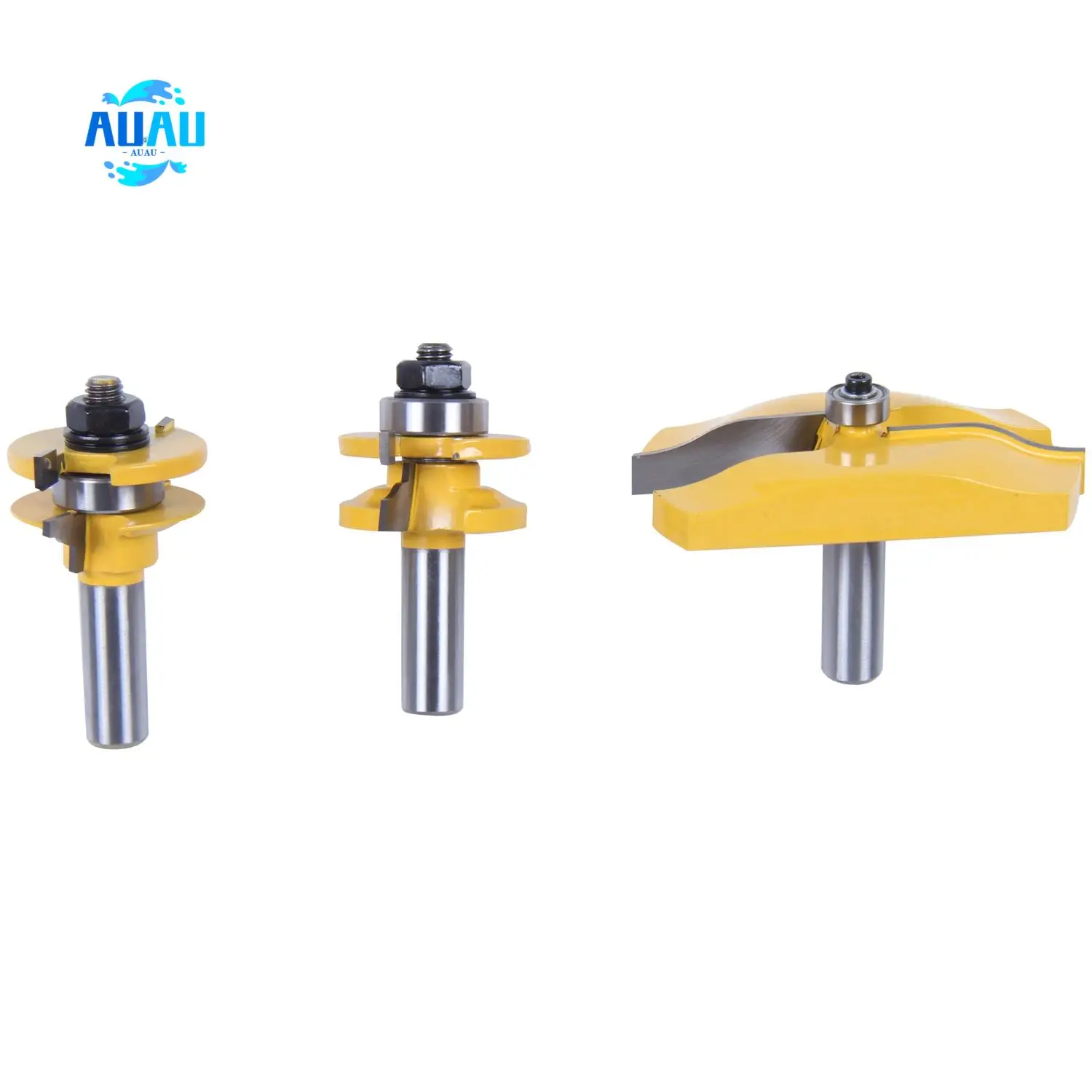 

AUAU-3 PCS Router Bit Set, 1/2-Inch Shaker Raised Panel Round Over Cabinet Door Router Bit Set With Back-Cutter Panel Raiser 1/2