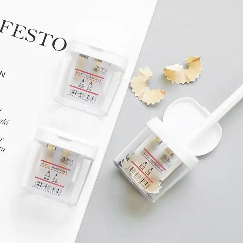 H55F Mini Double Holes Sharpener Portable Clear Clear Pence