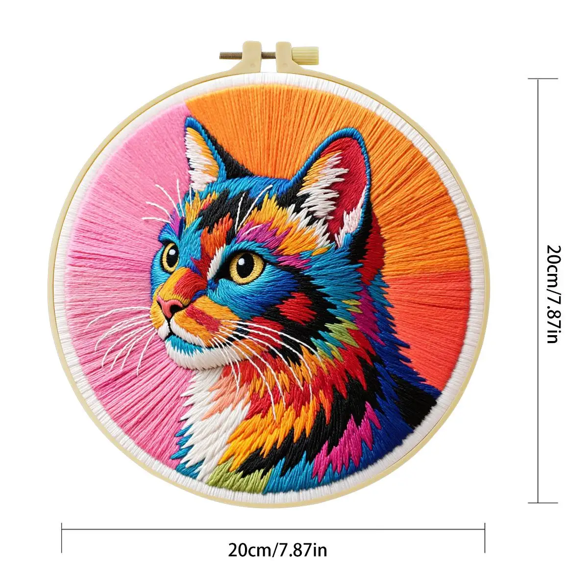 1 Stück 20X20CM/15X15CM 7,87/6,3 Zoll Tier - Katze Stickerei Starter-Kit DIY-Kit DIY-Stickerei-Set Handarbeiten Malerei – Detail 3
