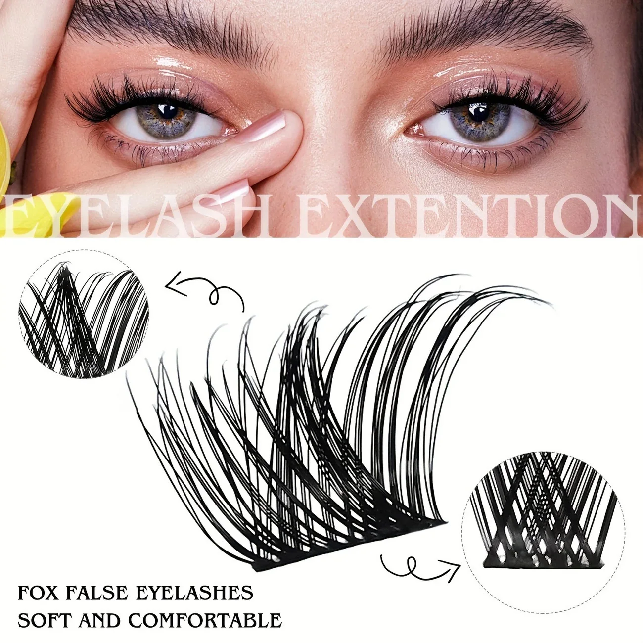 ขนตาปลอมแบบไม่ต้องใช้กาว Marks Future 64 ชิ้น สไตล์ธรรมชาติ ง่ายต่อการติด ทรงหางจิ้งจอก ยาว ปลายโค้งงอนแบบ C แบ่งเป็นช่อ ดูเป็นธรรมชาติ สำหรับมือใหม่