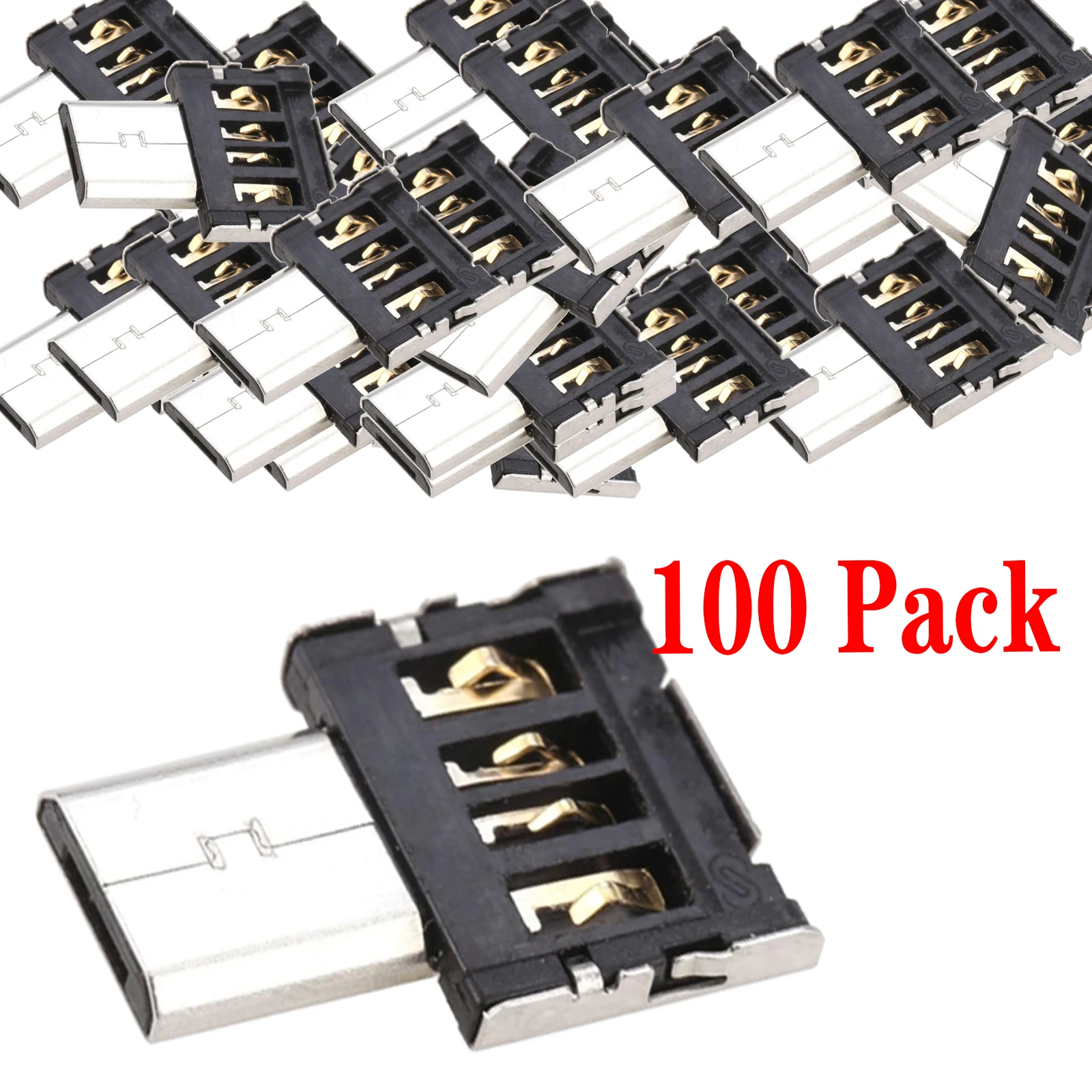 100 PCS OTG Micro USB Type C Adapter USB-C Male to USB 2.0 Female Data Connector for Macbook Samsung Xiaomi Huawei Android Phone