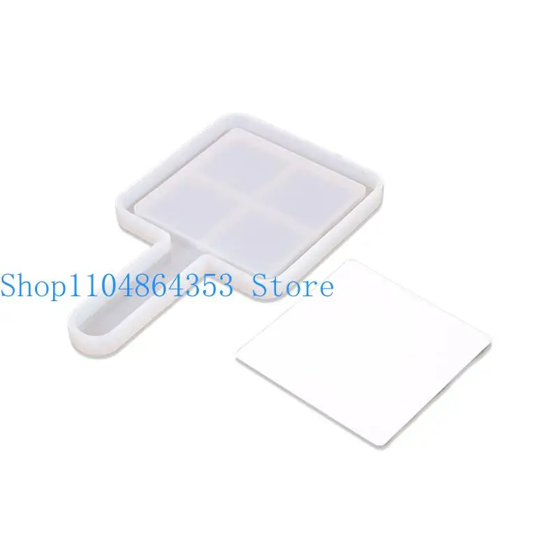 652F Handle Mirror Resin Molds Heart/Square/Round Epoxy Resin Casting Mold for DIY Crafts Silicone Makeup Mirror Molds