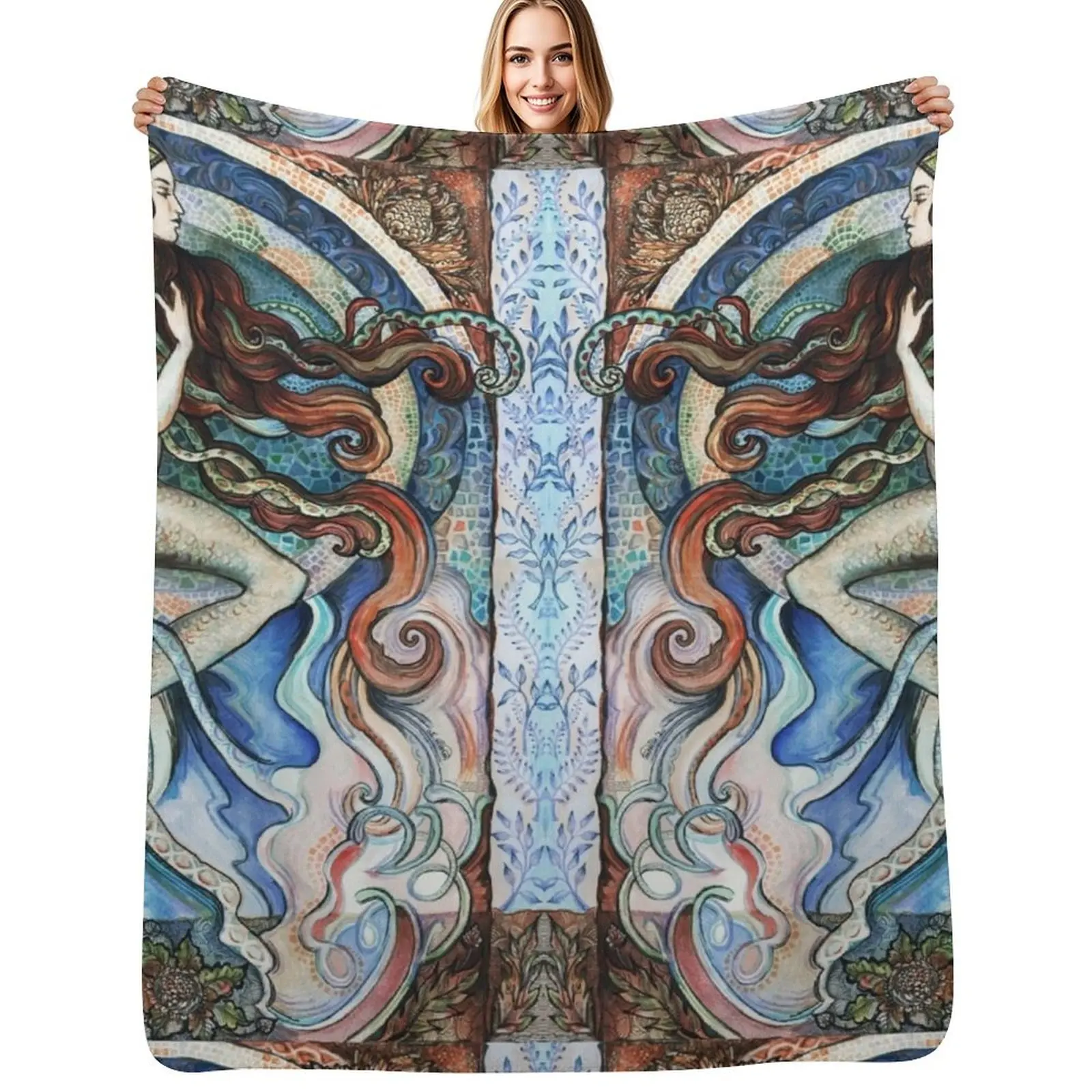 

Mermaid Dreams - Mermaid Art. Throw Blanket Luxury Designer anime Comforter Blankets For Bed Blanket