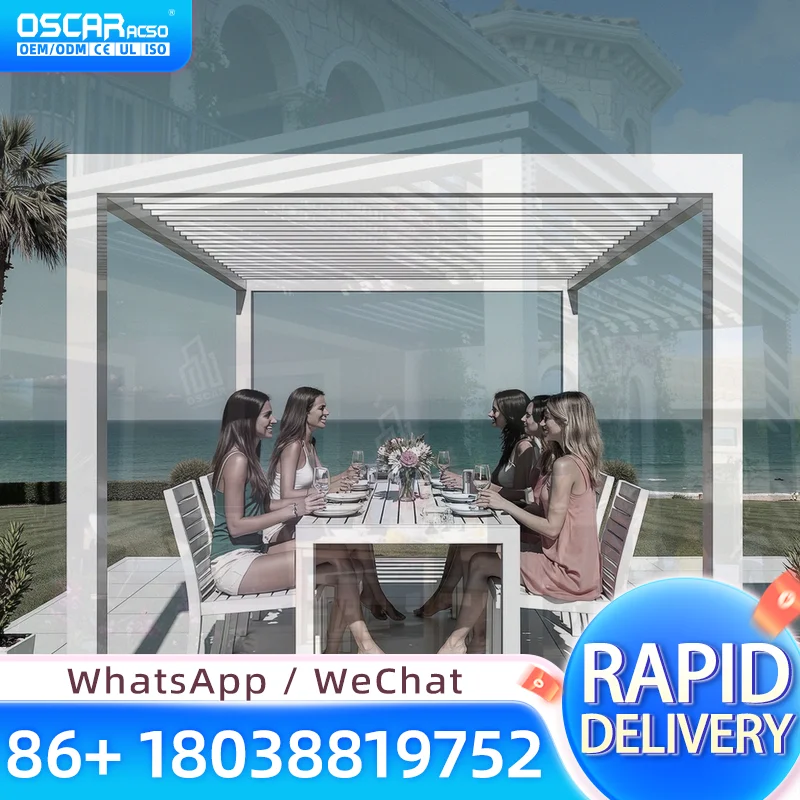 EcoFriendly Snowproof Motorized Louvered Roof Waterproof Outdoor Aluminium Structure 4x3 5x3 6x3 for Garden Patio Backyard pergo