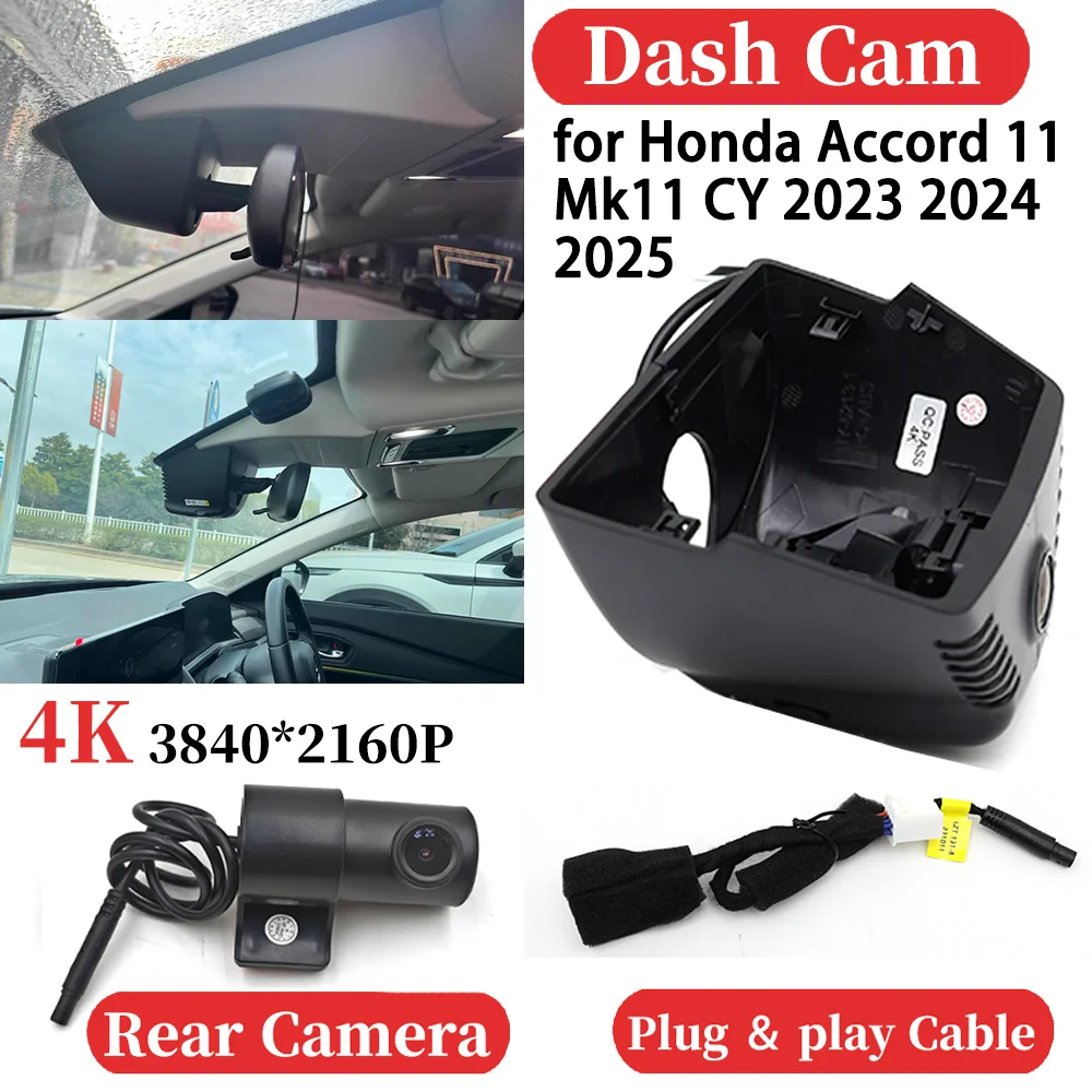 

ZJCGO for Honda Accord 11 Mk11 CY 2023 2024 2025 Car 4K Video Recorder DVR Dash Cam Dashboard Camera Plug and play Night Vision