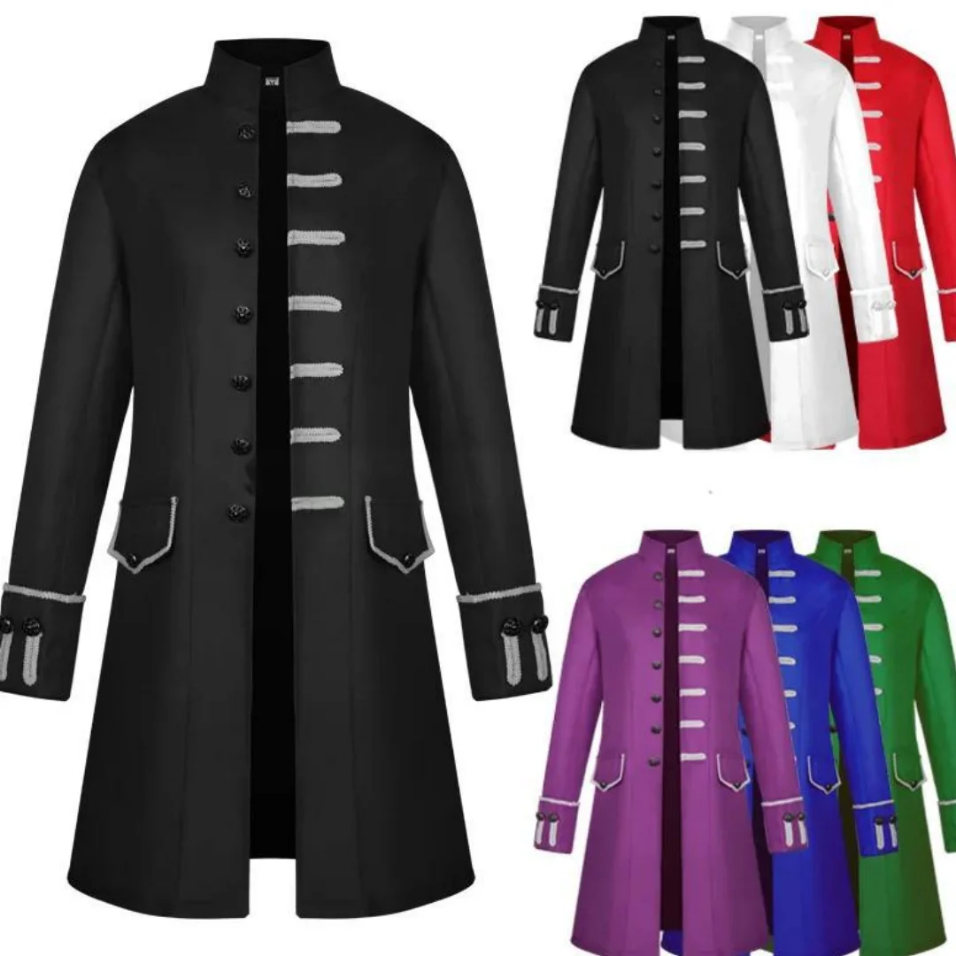 Мужские средневековые куртки однотонного цвета в стиле стимпанк, винтажные, в стиле Ренессанс, для косплея, униформа для ролевых игр, костюм для косплея.