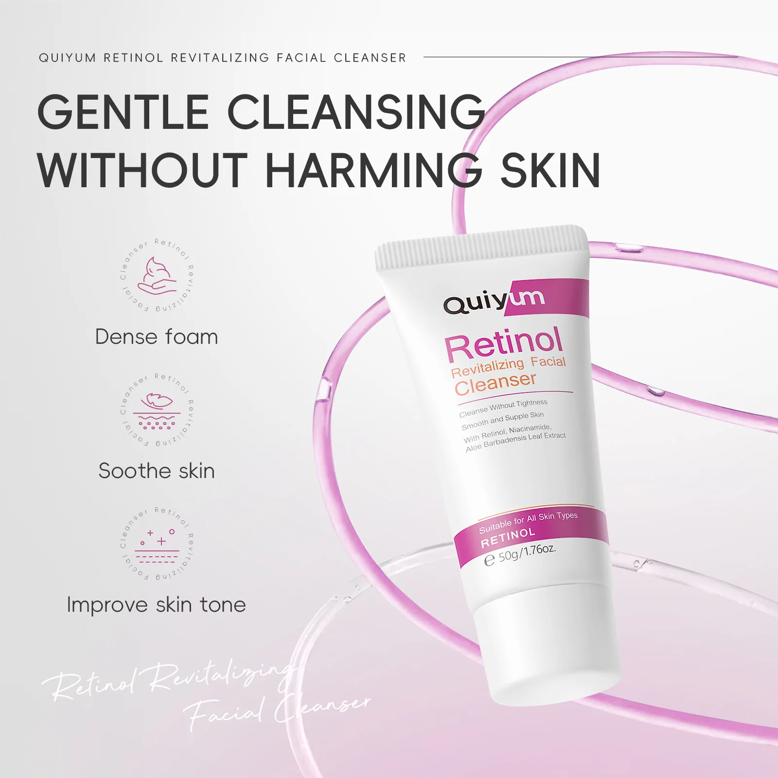 

50g Retinol Facial Cleanser Skin Deep Cleansing Moisturizing Blackhead Removal Skincare Face Wash Foam Face Cleanser Skin Care