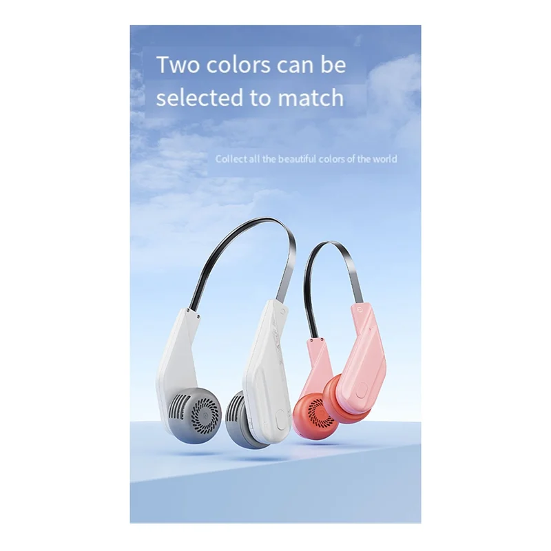 A74X-Ventilatore da collo portatile, ventilatore personale indossabile ricaricabile da 800 mAh con 5 velocità regolabili, ventilatore da collo per esterni