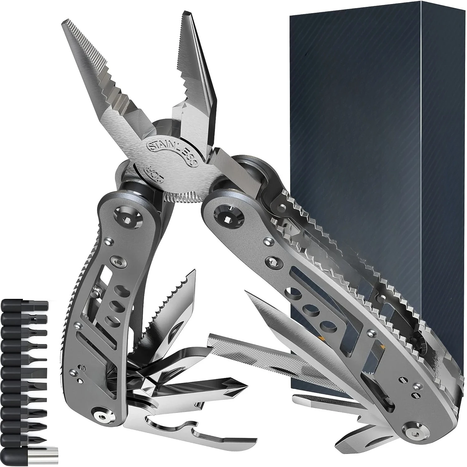 Tragbares Multitool in Taschengröße, 420 Edelstahl, Multitool-Zange, Messer, Schraubendreher für Outdoor, Survival, Camping, Jagd und Wandern