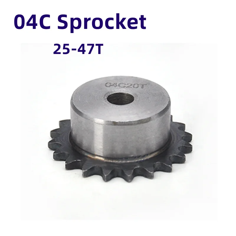 04c Chain Sprocket 25/26/27/28/30/32/33/34/35/36/37/38/40/45/46/47 Teeth Pitch 6.35mm 45# Steel Industrial Transmission Sprocket