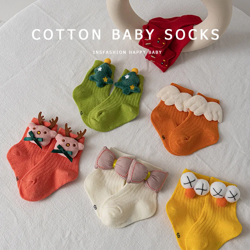 

Korean Kawaii Children Candy Color Socks Cartoon Doll Baby Sleeping Slippers Stockings Newborn Infant Toddle Boys Girls Socks