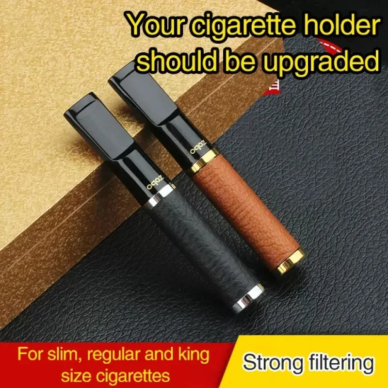 Portable Leather Cigarette Filter Holder for Slim Regular King Size Cigarettes Smoking Gifts Handheld Reusable Reduce Tar