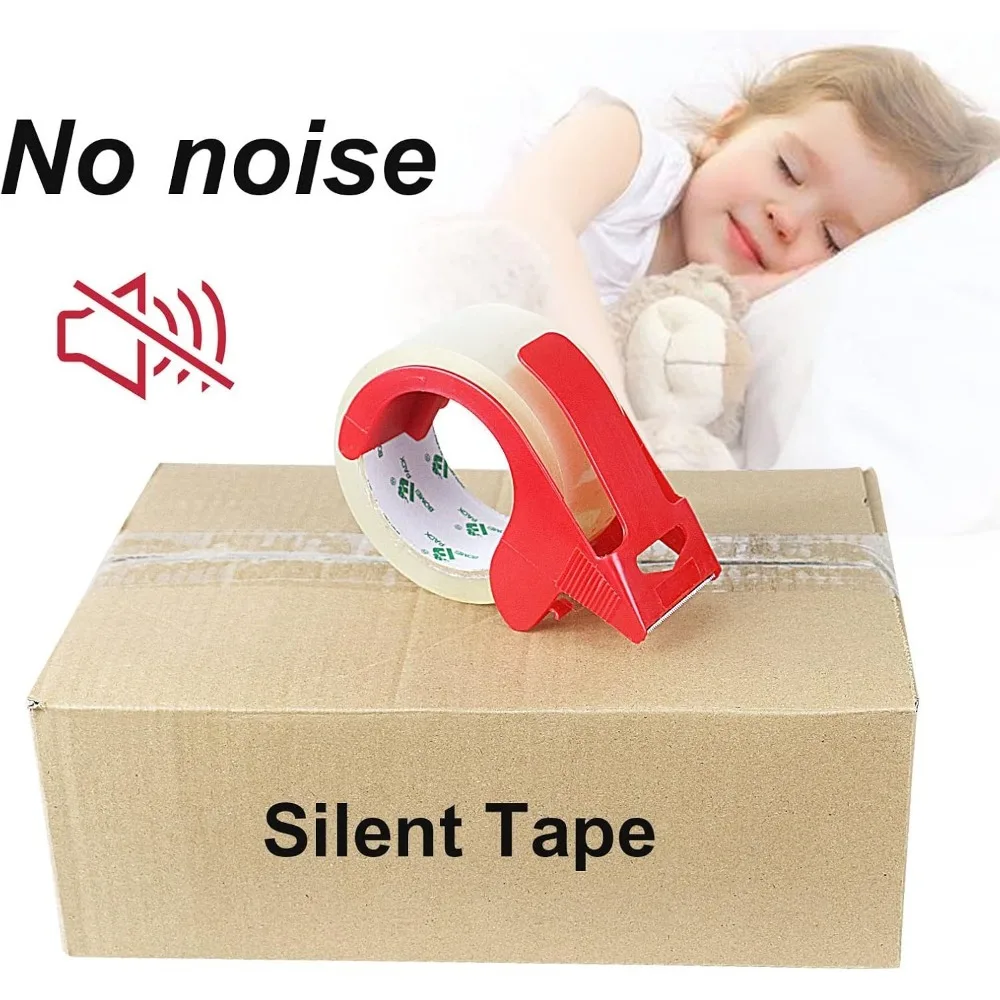 Heavy Duty Clear Packing Tape,2 Rolls with refillable Dispenser,Noiseless Packaging Tape 1.88 Inches x 55 Yards,Industrial Grade