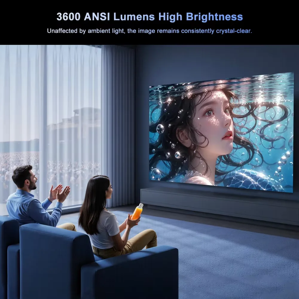 FlixTone E900 Ultra Projector Home Theater with Android 14.0 System 3600 ANSI lumens Smart TV with HDR 10 Auto Correction