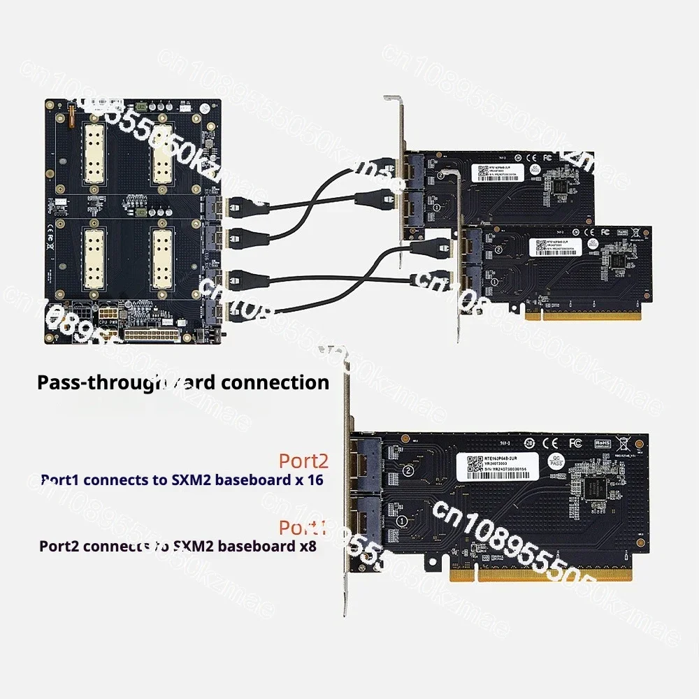 

Адаптер для видеокарт PLX8749 V100 SXM2 NVLINK Lite, двухслотовая плата для вычислений ИИ на базе NVIDIA Tesla V100