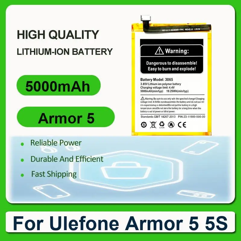 Replacement Mobile Phone Battery For Ulefone Armor 5 5S Armor 5 5000mAh