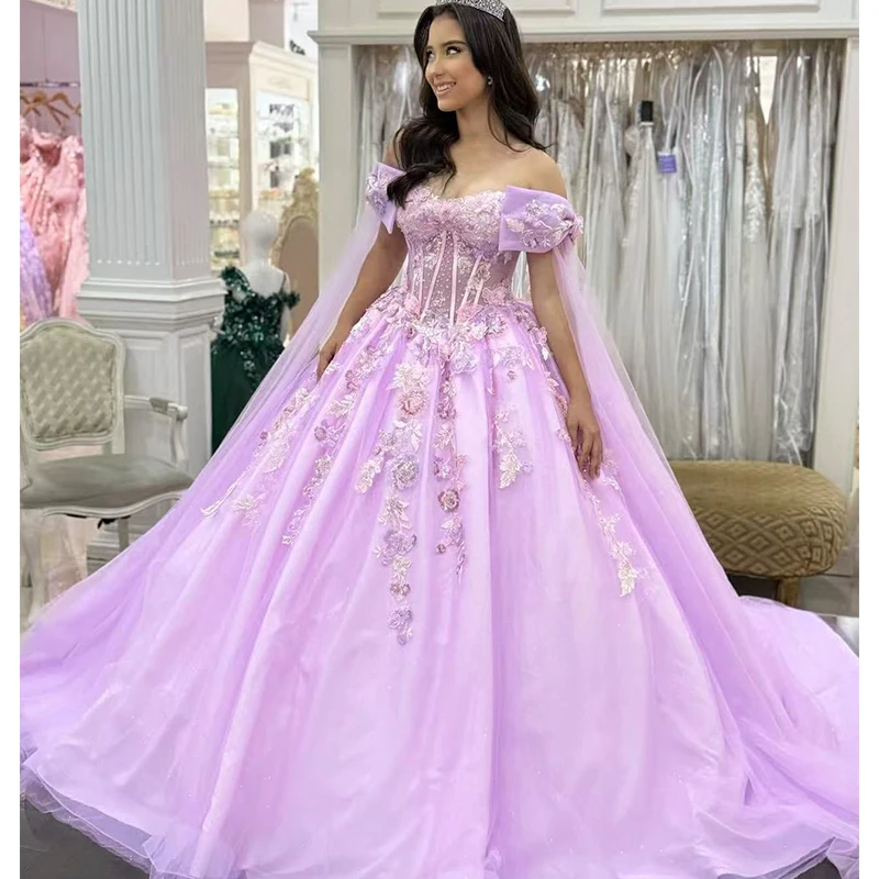 

Изящное платье Quinceneara из органзы с вышивкой, шаль принцессы без бретелек с бантом, платье для выпускного вечера на заказ, милое платье на шнуровке для девочек 15, ﻿