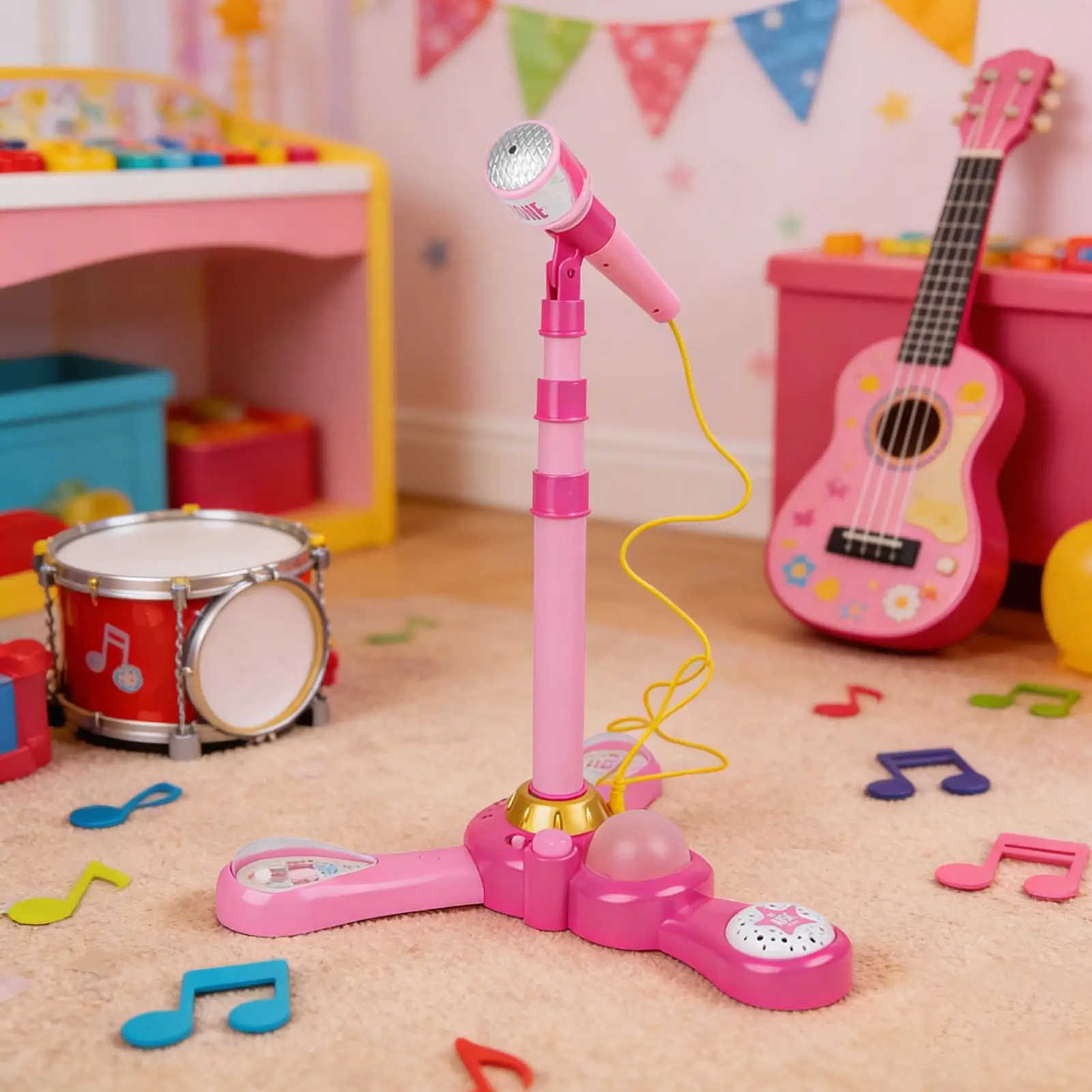 ميكروفون صدى للأطفال مع ضوء تفاعلي ملون للموسيقى ألعاب الغناء ميكروفونات الكاريوكي لعبة لوازم ممتعة للأولاد والبنات