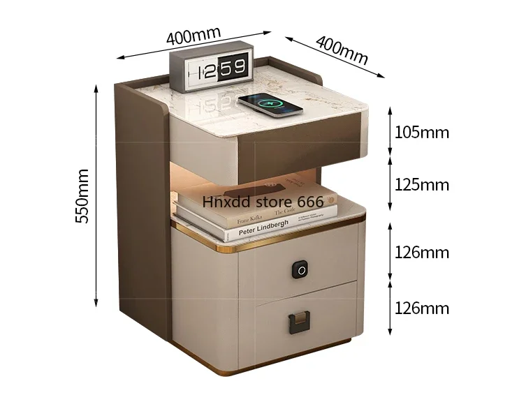 Lockable smart sensor light rechargeable bedside table