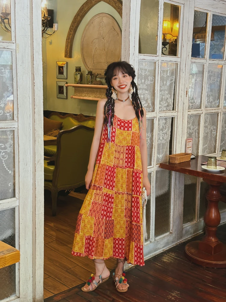 n Algodón Seda Estampado floral Wrap Dr Vaion Sle Falda en capas Prendas de abrigo Vestido largo de verano Una línea Cintura suelta