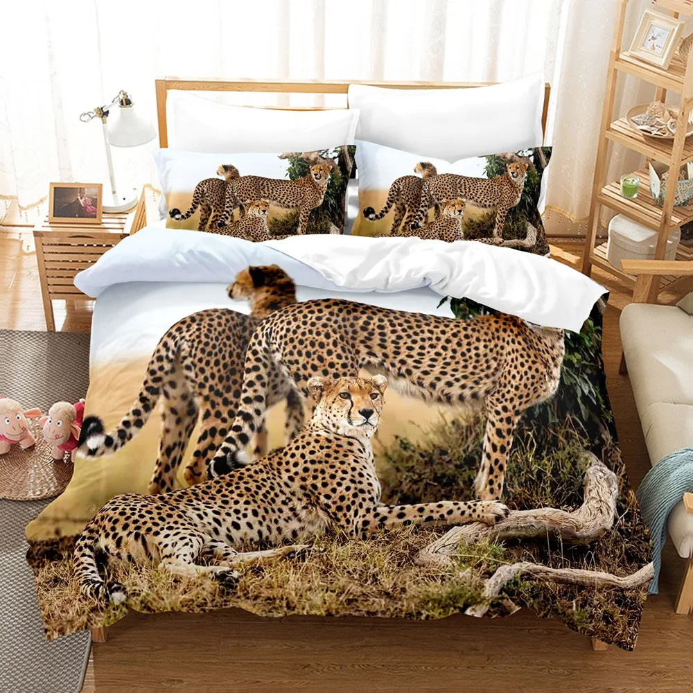 

New Animal Leopard Bedding Sets Quilt Bed Cover Comforter Duvet Cover Pillow Case 2-3 Pieces Sets Kids Adult Bedroom Decoration