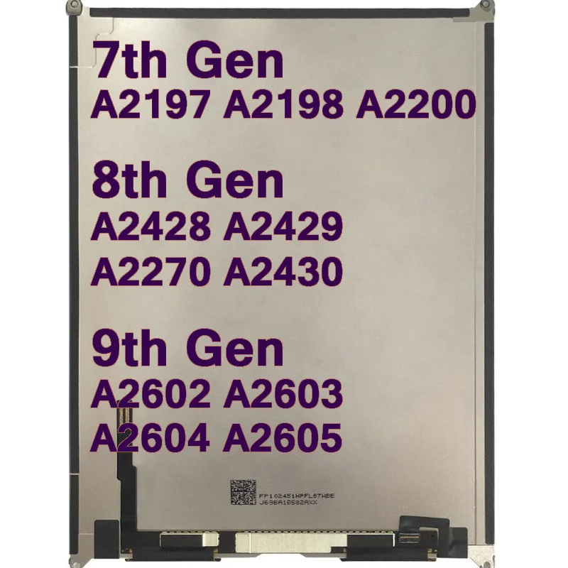 Original LCD Screen Display Panel For iPad 7/8/9 10.2 2019 A2197 A2198 A2200/2020 A2270 A2428/2021 A2602 Replace internal screen