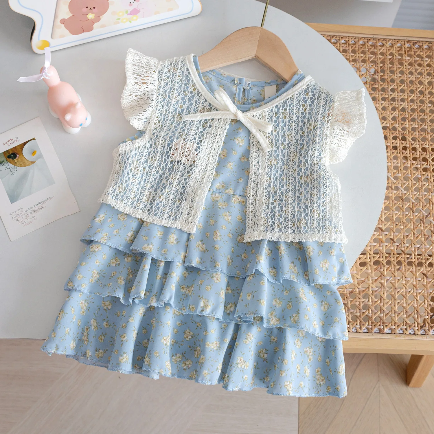 

Girls Dresses Summer 2025 Children's Princess Clothing Vest Sleeveless Dress 2pcs Suit For Baby Birthday Party Outfits Fashion 6