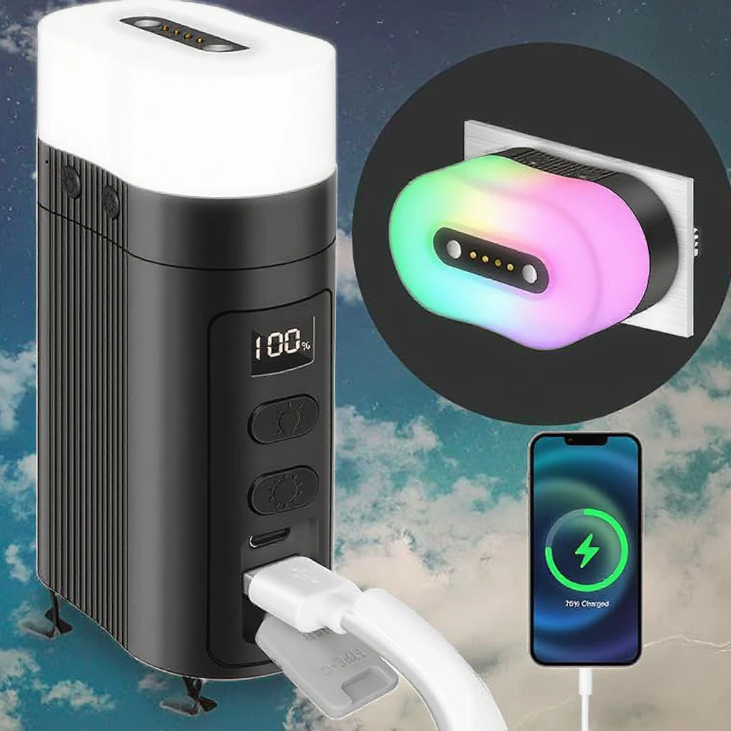 充電式防水アウトドアキャンプランタン調光可能多機能ソーラーランプハイキングバックパッキング荒野用