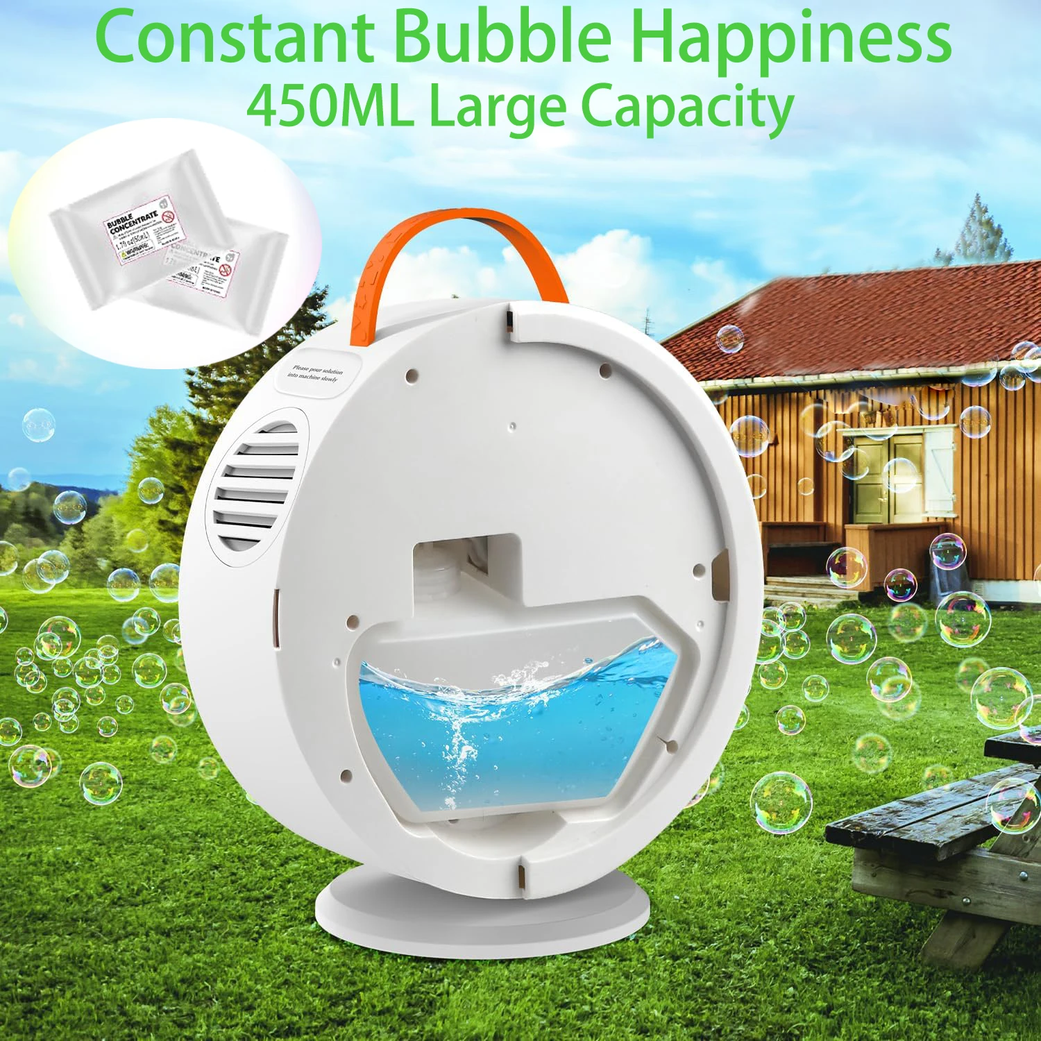 Round fully automatic bubble machine 360 ​​degree rotating rechargeable toy-Perfect for Outdoor Parties & Gifts