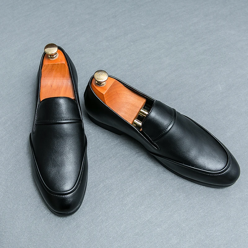 Sapato masculino clássico de couro, dedo apontado, leve, direção ao ar livre, elegante, clássico, tamanho 38-46