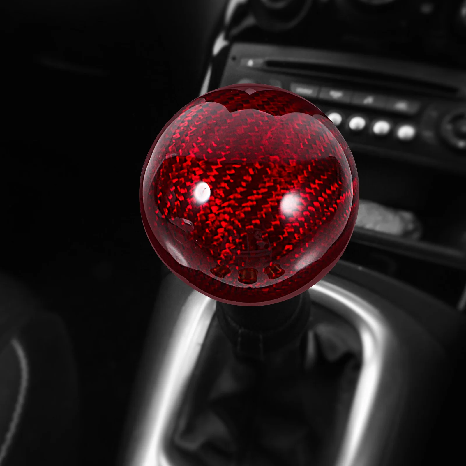 

Lightweight Carbon Fiber Car Gear Shift Knob Round Ball Style Automatic Transmission Vehicle Interior Replacement Accessory