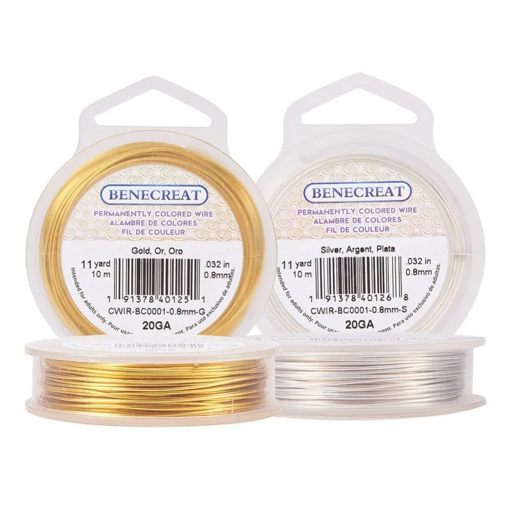 2 Rolls 20-Gauge Tarnish Resistant Silver/Gold Coil Wire 66-Feet/22-Yard in Total Making Kit