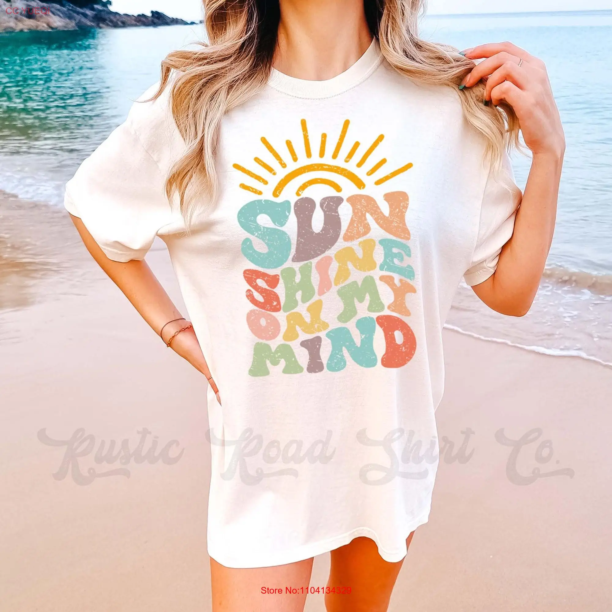 Sunshine on My Mind T Shirt Beach Trip Swim Suit Cover Up Fishing Cabin Family Camping long or short sleeves