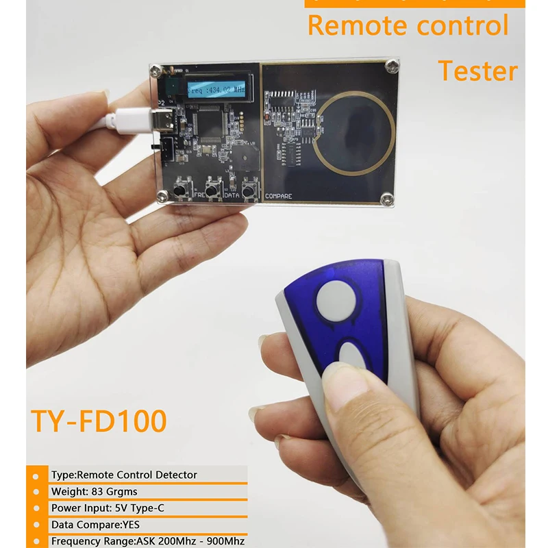 Universal Remote Control Tester RF Frequency Detector 200-900mhz Transmitter Data Compare RF Remote Detector Inspection Tool