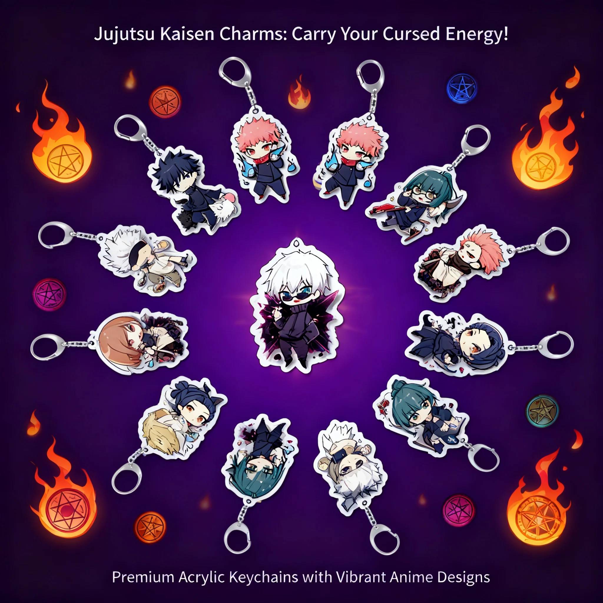 

Anime Jujutsu Kaisen Keychain Figures Set Including Yuji Itadori Megumi Fushiguro Nobara Kugisaki Satoru Gojo Yuta Okkotsu Cute
